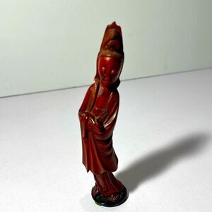 Vintage Chinese Boxwood Huangyang Wood Carving Figurine Kwan Yin 4.5” Tall